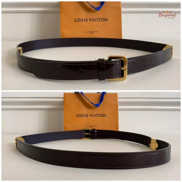 Authentic Louis Vuitton Amaranto Monogram Vernis Leather Gold Buckle Belt 75/30 - Picture 6 of 12